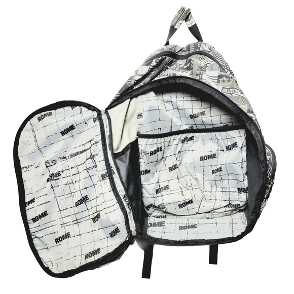 Snowboarder Backpack ROME SDS Boot Laptop Bag AOP Graphics BLK & Whi 20x13x9 VGC - Picture 7 of 15